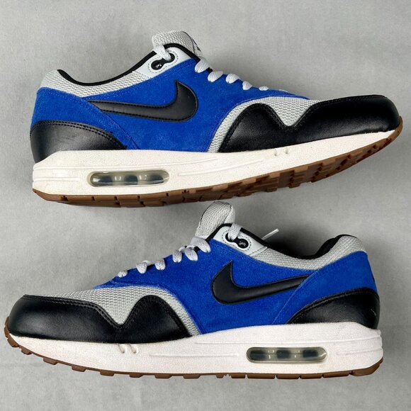 Nike Air Max 1 Essential Grey Mist/Black-Lyon Blue 537383-022 Men Size 11‎ EUC - Picture 2 of 8